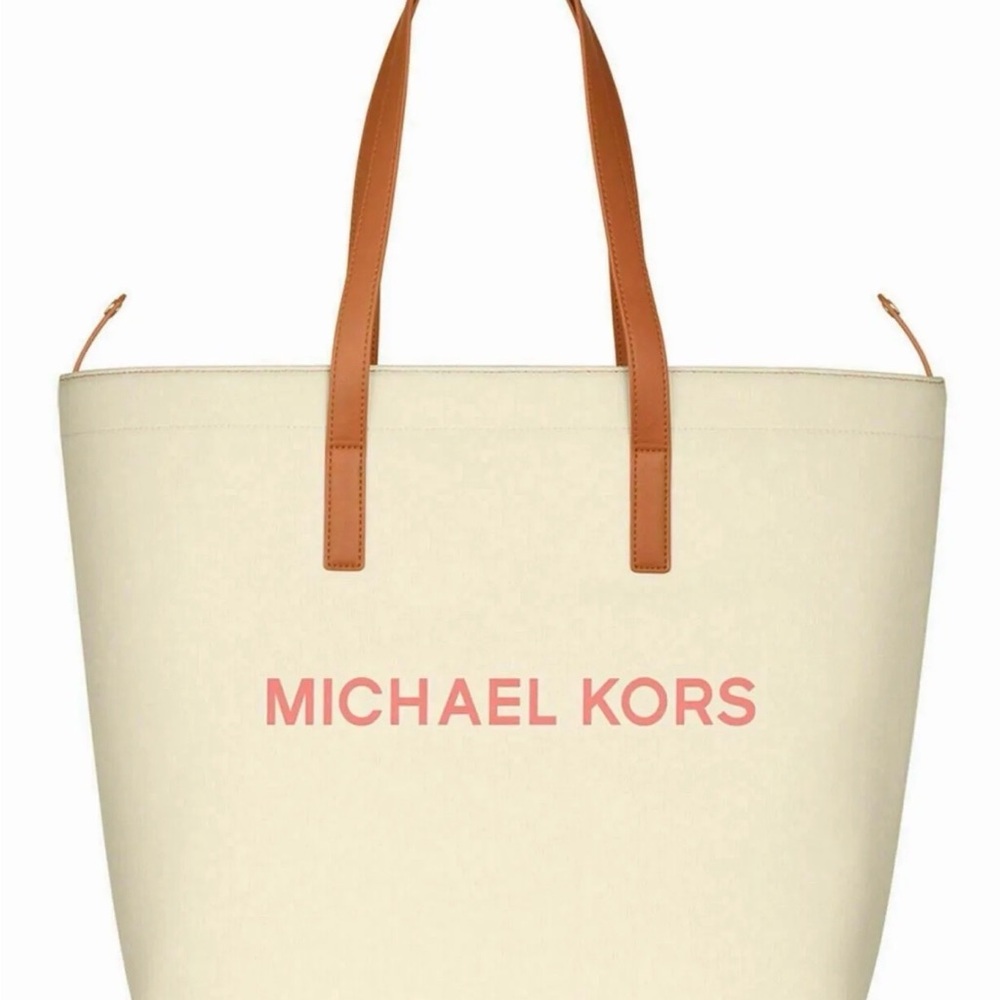 Michael Kors Cream and Tan Tote Bag